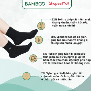 (Combo 3 Đôi) Tất Nam BAMBOO Sợi Tre Mềm Mại Kháng Khuẩn Thấm Hút Tốt Cao Cấp