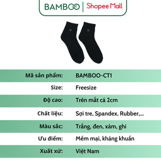 (Combo 3 Đôi) Tất Nam BAMBOO Sợi Tre Mềm Mại Kháng Khuẩn Thấm Hút Tốt Cao Cấp