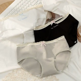 Quần Lót Nữ Cotton Viền Ren Đính Nơ Tinh Tế, Quần Chip Nữ Cạp Vừa Đáy May 2 Lớp Kháng Khuẩn L4119