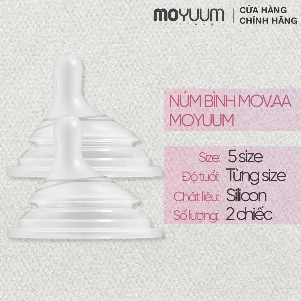 Ảnh Núm bình Moyuum Natural Fit Mov.aa - Đủ size - Hộp 2 chiếc 1