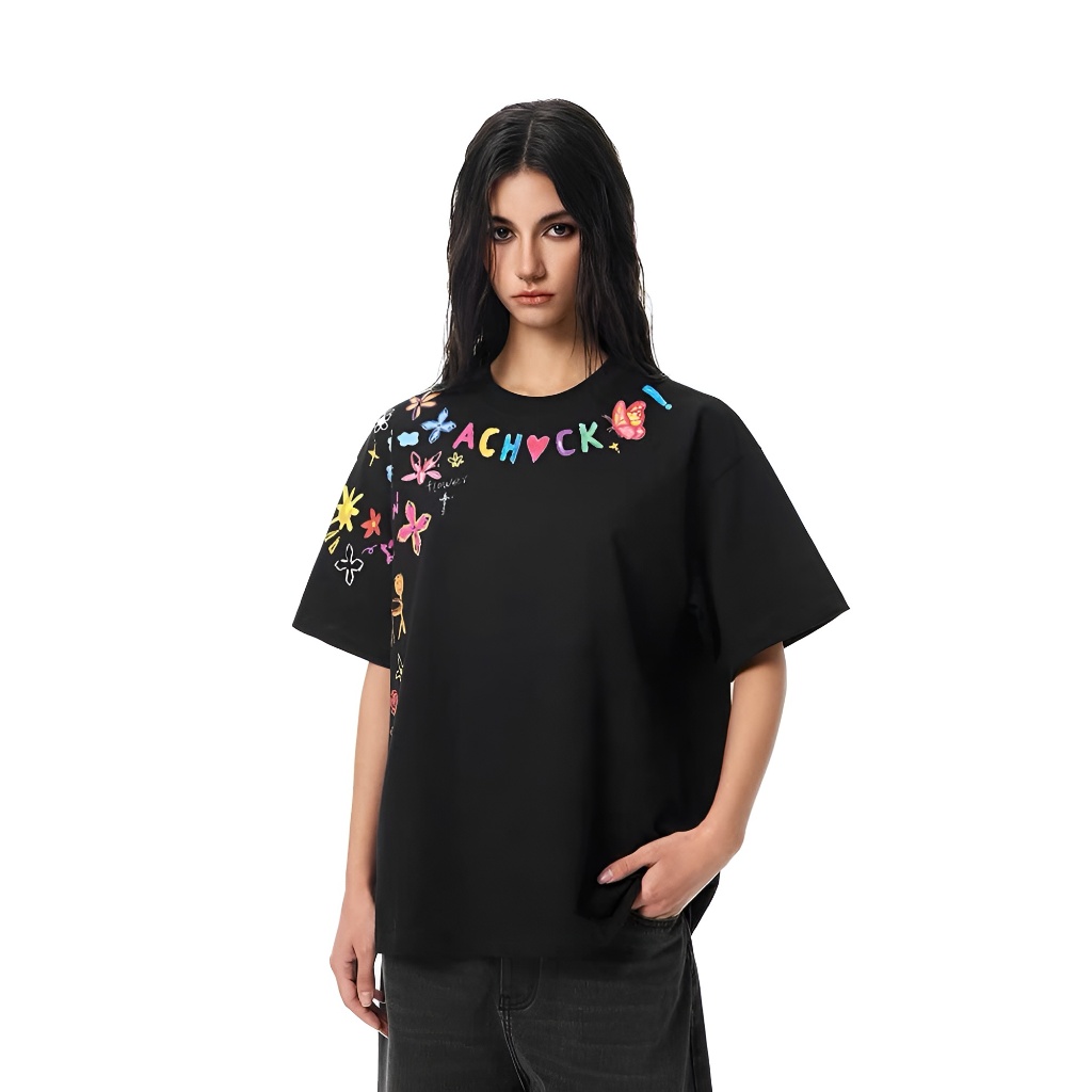 Áo thun form boxy BLACKDOKI- ART FLOWER tee cotton 280gsm tay lỡ form rộng nam nữ cổ tròn Menswear
