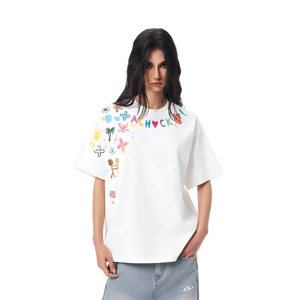 Áo thun form boxy BLACKDOKI- ART FLOWER tee cotton 280gsm tay lỡ form rộng nam nữ cổ tròn Menswear