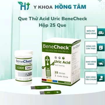Que Thử Acid Uric BENECHECK, Hộp 25 Que, Date Mới Nhất