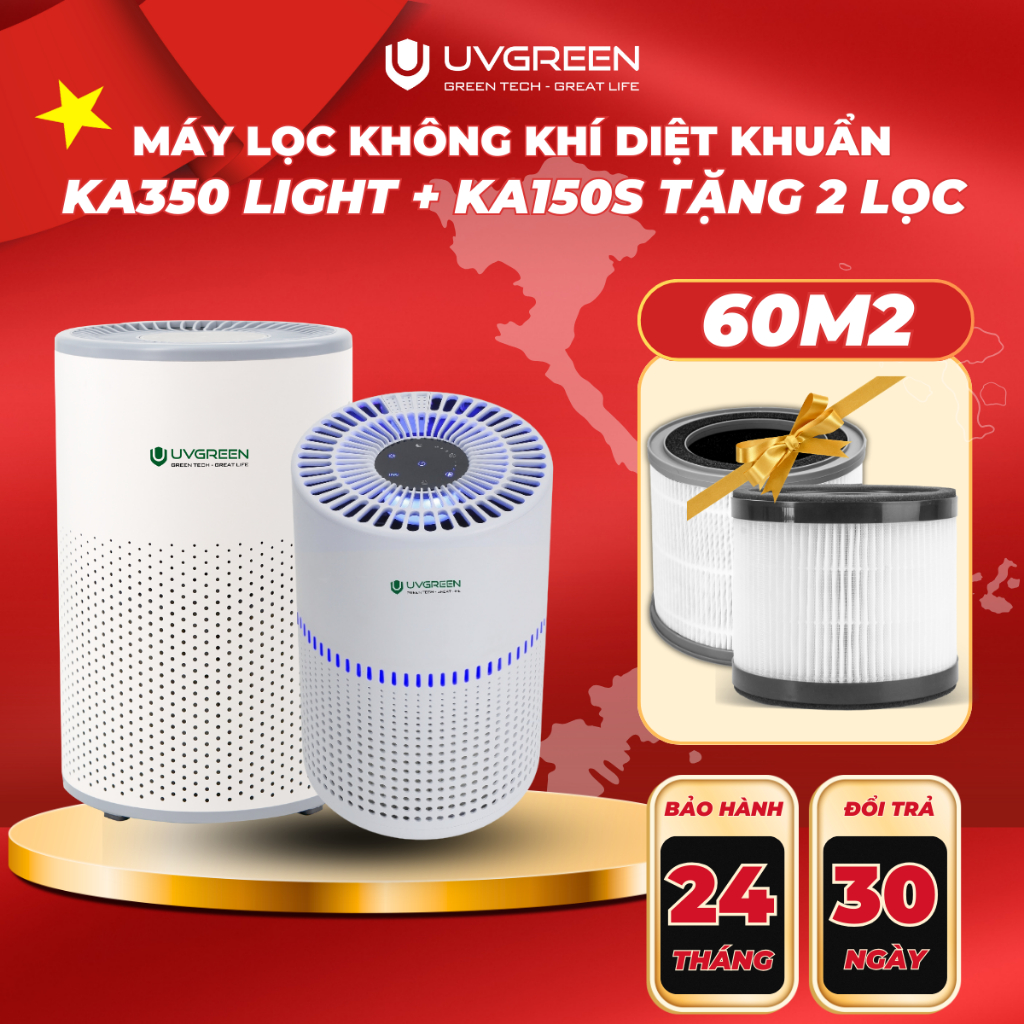 [UVG] [TẶNG LỌC] Combo Máy Lọc Không Khí Diệt Khuẩn UVGREEN KA350 UVC ...