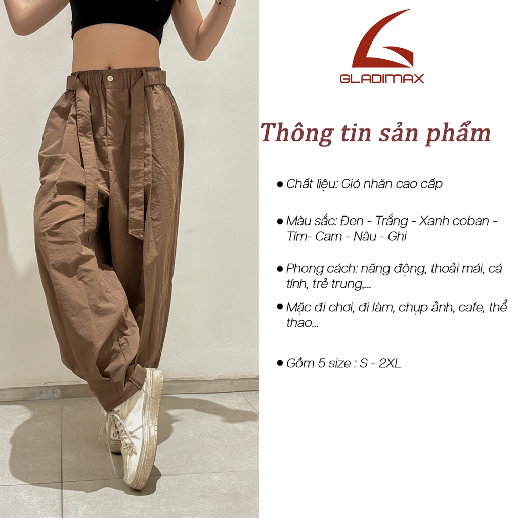 Ảnh Quần Dáng Thụng Gladimax HR138 Lưng Chun Nữ Vải Gió 4 Túi, Dễ Dàng Vận Động Thời Trang Cá Tính 2025 2