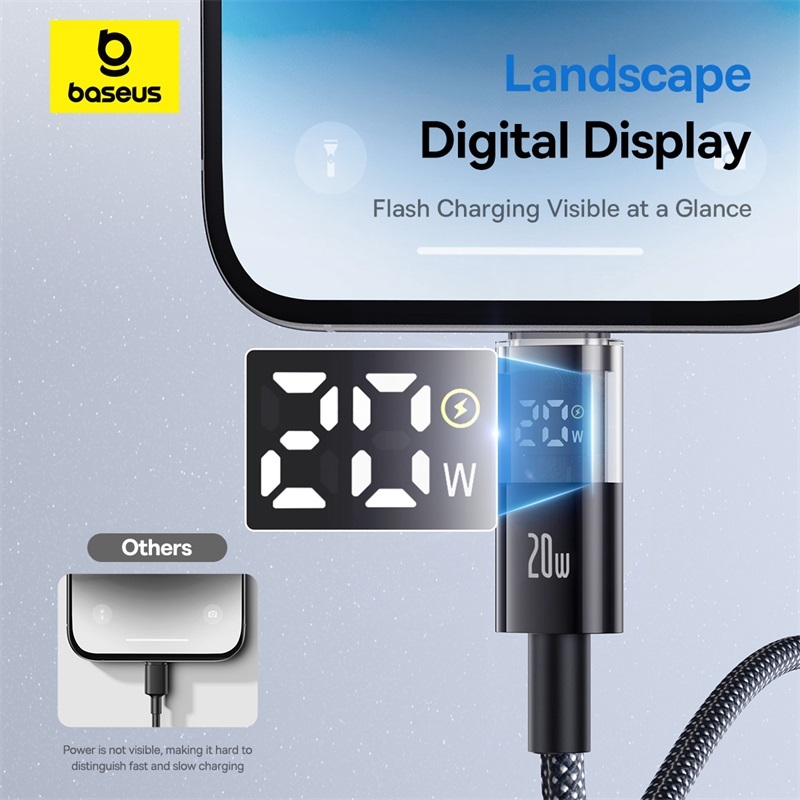 Ảnh Cáp dữ liệu sạc nhanh Baseus Display 2 Type-C sang iP 20W Dây cáp sạc nhanh 1m 2m cho iP 11 12 13 14 Plus Pro Max 2