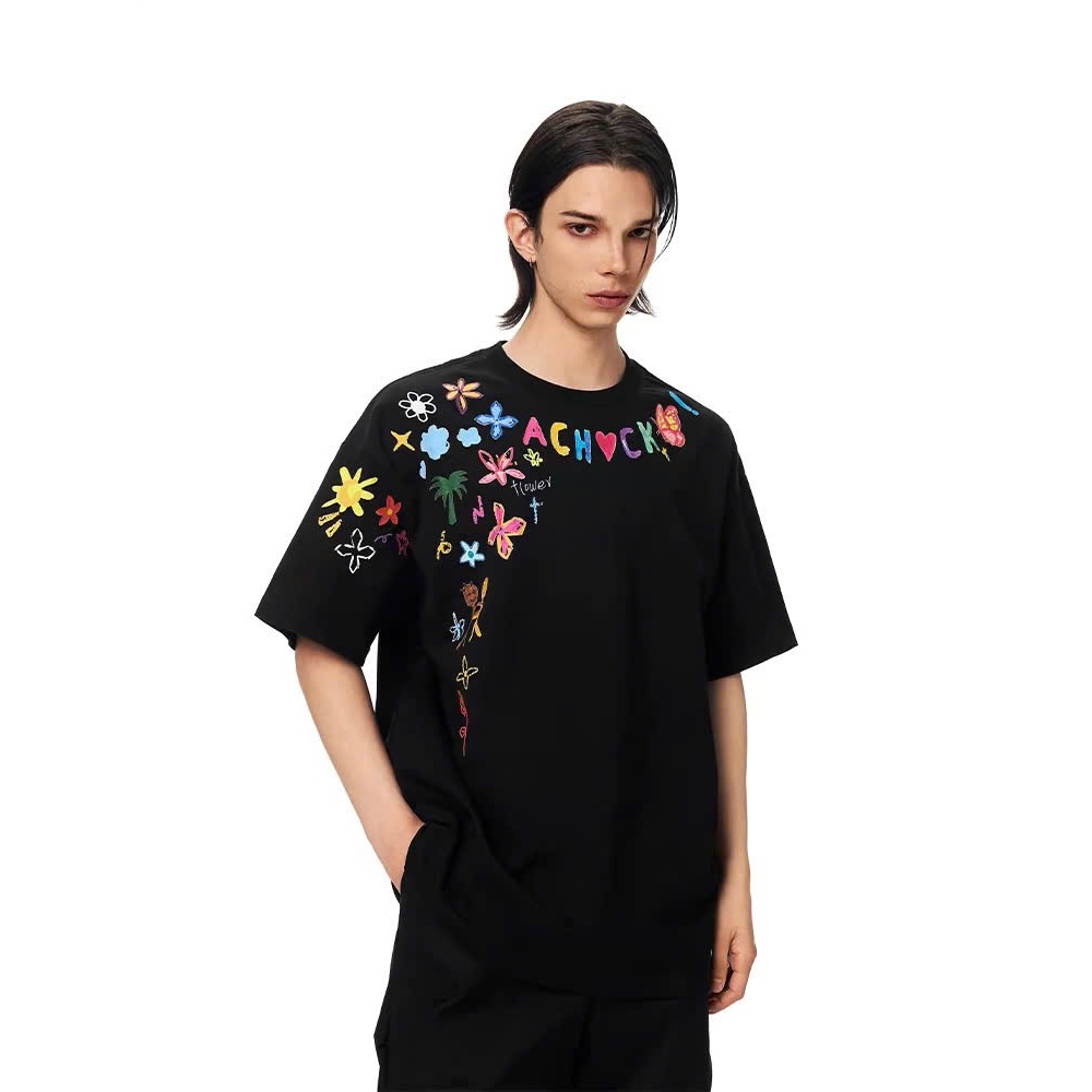 Áo thun form boxy BLACKDOKI- ART FLOWER tee cotton 280gsm tay lỡ form rộng nam nữ cổ tròn Menswear
