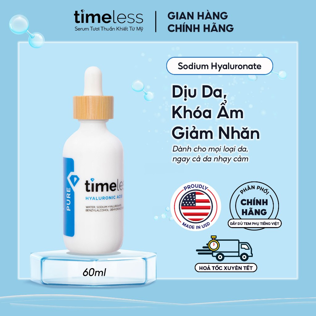 Serum Timeless Pure Hyaluronic Acid Cấp Nước, Dưỡng Ẩm Và Làm Dịu Da ...
