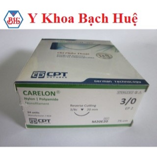 Hộp 24 tép chỉ Nylon CPT 3.0 Mã M20E20.Chỉ phẫu thuật CPT Carelon Nylon số 3/0 tròn đều, co dãn tốt