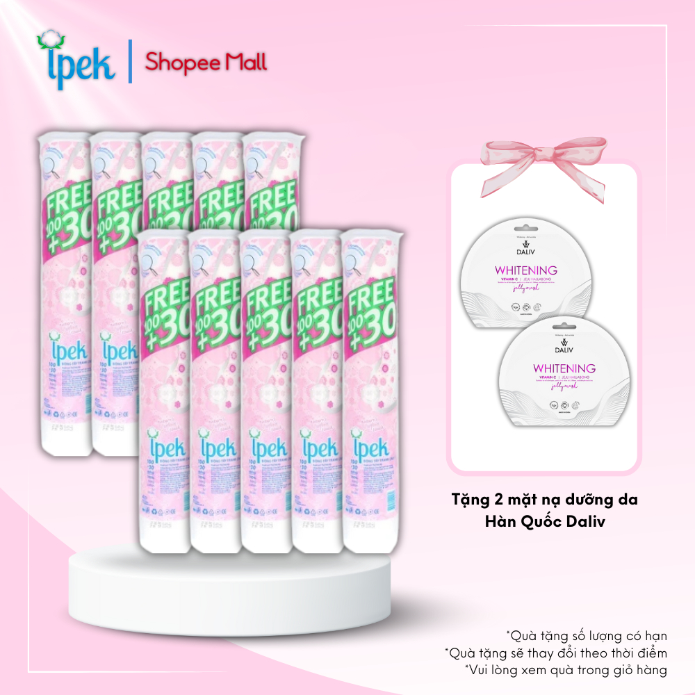 Ảnh [Tặng 2 mặt nạ] Combo 10 bông tẩy trang Ipek 130 miếng cotton 100% tự nhiên Thổ Nhĩ Kỳ 1