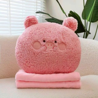 Bộ Chăn Kèm Gối Gấu Bông Hình Thú Xù Xinh Xắn, Gối Kèm Chăn 3 Trong 1 Cho Bé Mang Đi Học Ngủ Trưa Đi Du Lịch Tiện Lợi