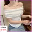 Áo Trễ Vai Tay Ngắn Kiểu Nữ RANSHI Thiết Kế Vạt Bầu Ôm Dáng Sexy Quyến Rũ Chất Gân Dày - RA302