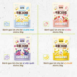 Bánh gạo lứt ăn dặm hữu cơ cho bé từ 12 tháng Alvins 30g