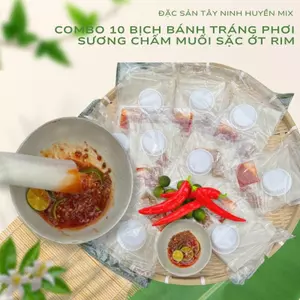 Combo 10 bịch bánh tráng phơi sương chấm muối sặc ớt rim Tây Ninh