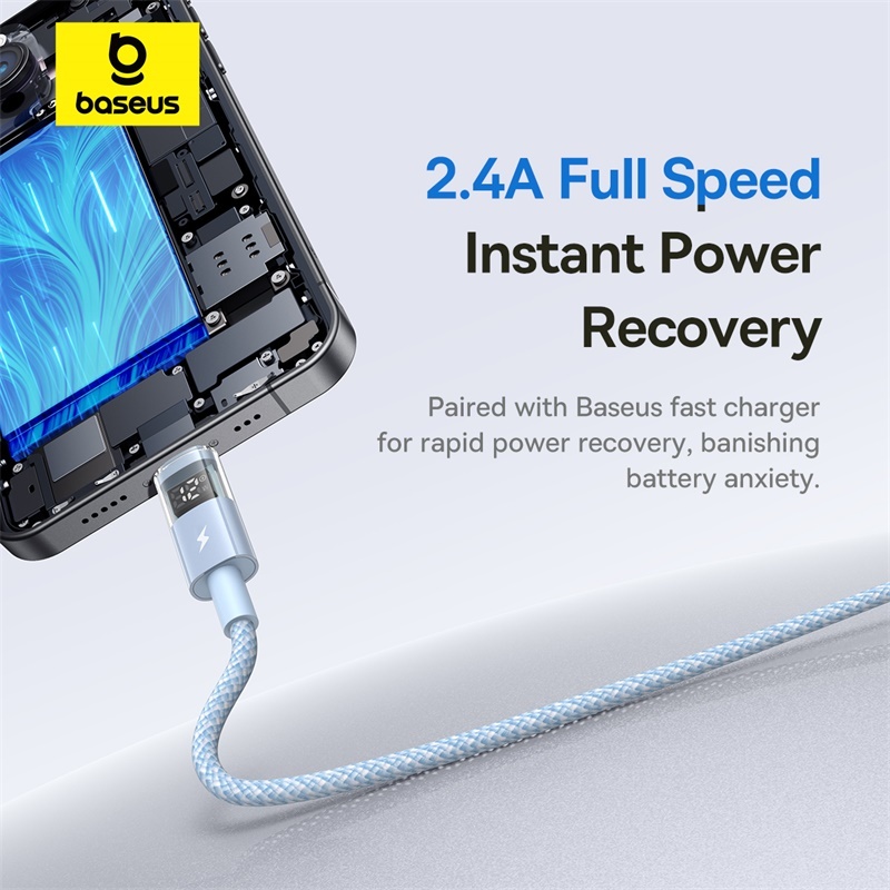 Cáp dữ liệu sạc nhanh Baseus Display 2 USB-A sang iP Dây cáp sạc nhanh 1m 2m cho Phone 11 12 13 14