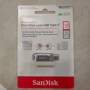 USB OTG Sandisk Dual Drive Luxe 128GB TypeC 3.2 tốc độ 400MB/s - dành cho android, aiFon 15 16, máy tính laptop (Bạc)