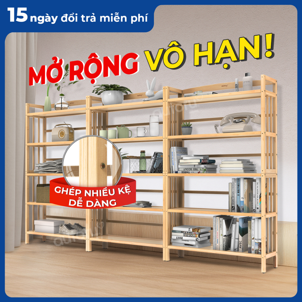 Kệ Gỗ Trưng Bày, Kệ Decor AUTORU HOME Chịu Lực Lên Đến 200KG, Có Thể Ghép Nhiều Kệ, Tùy Chỉnh Được Chiều Cao Tầng