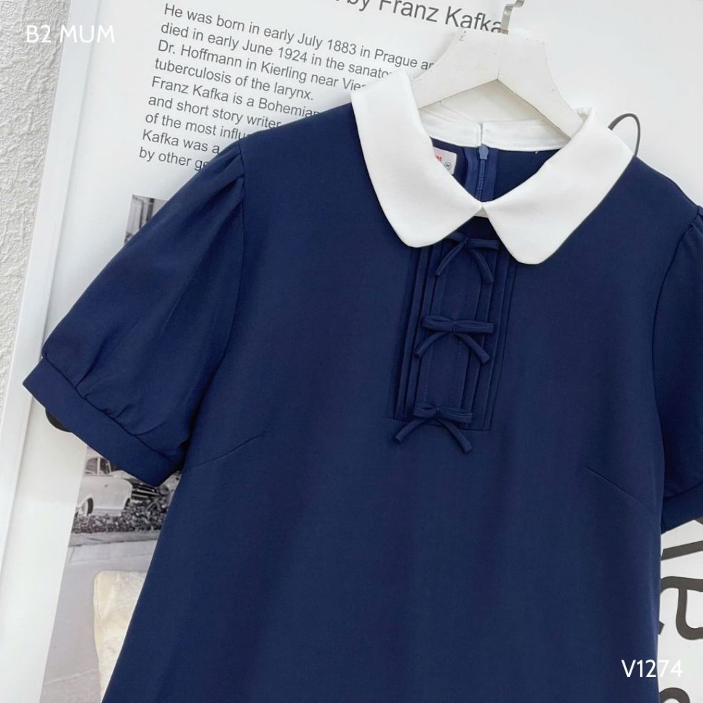 Váy bầu xuông chất chéo hàn mềm mại, thoải mái cho mẹ bầu V1274 thiết kế by B2 MUM