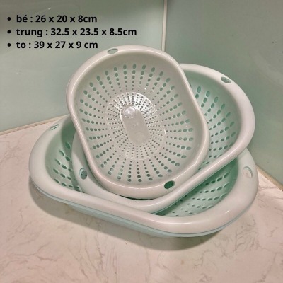 SET 3 THAU RỔ OVAL, bộ thau rổ nhựa dày cao cấp 3 size khác nhau ...