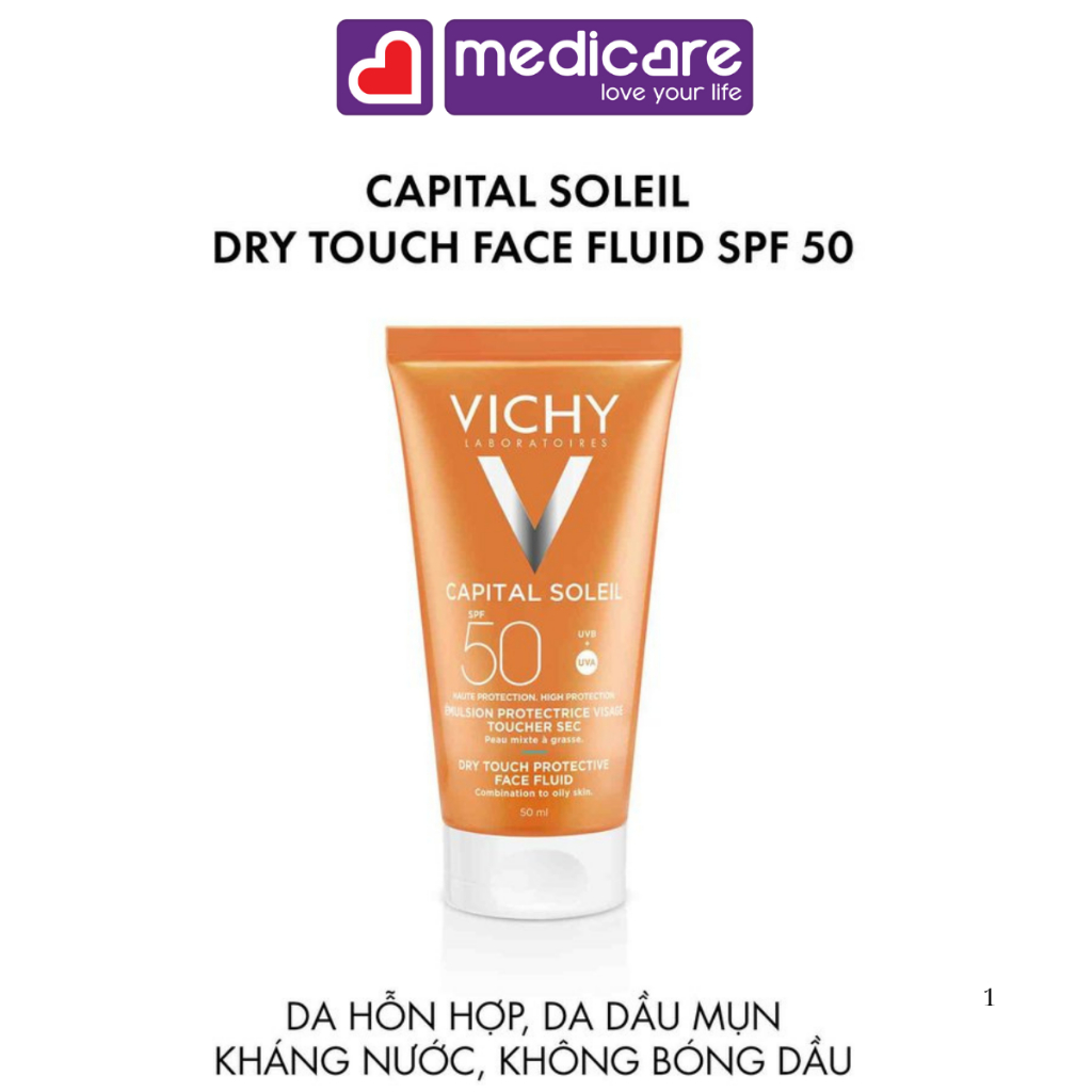 Kem chống nắng VICHY LABORATOIRES Capital Soleil Dry Touch Face Fluid SPF50 UVB+UVA 50ml