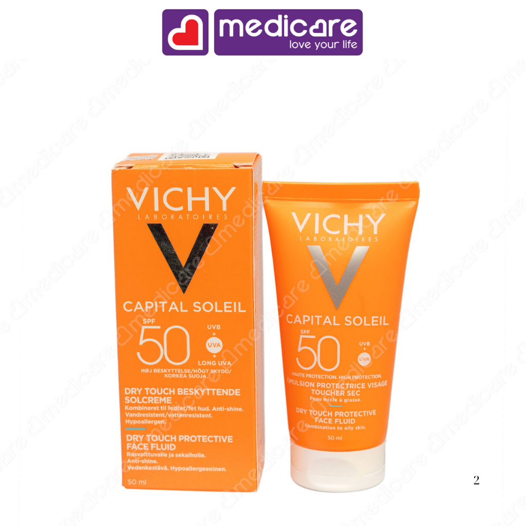 Kem chống nắng VICHY LABORATOIRES Capital Soleil Dry Touch Face Fluid SPF50 UVB+UVA 50ml