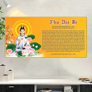 [TRANH PHẬT GIÁO] Tranh Chú Đại Bi - Tranh Treo Tường Phòng Thờ Phật Giáo - Tranh Laminate Tráng Gương Cao Cấp Bọc Viền