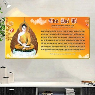 [TRANH PHẬT GIÁO] Tranh Chú Đại Bi - Tranh Treo Tường Phòng Thờ Phật Giáo - Tranh Laminate Tráng Gương Cao Cấp Bọc Viền