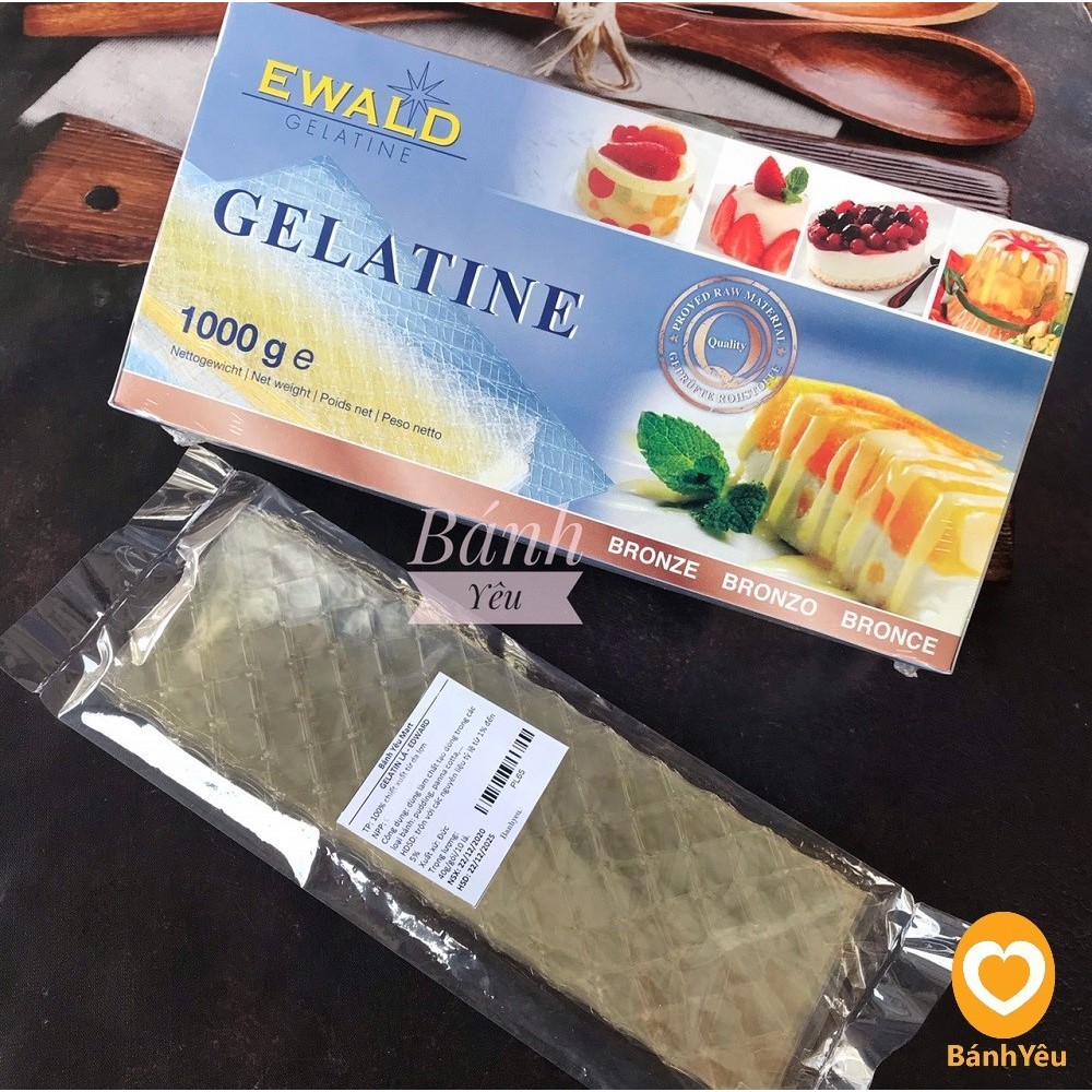 (Hộp Nguyên 1kg) Gelatine Lá Xuất Xứ Đức Ewald-Gelatin Dạng Lá - PL65A