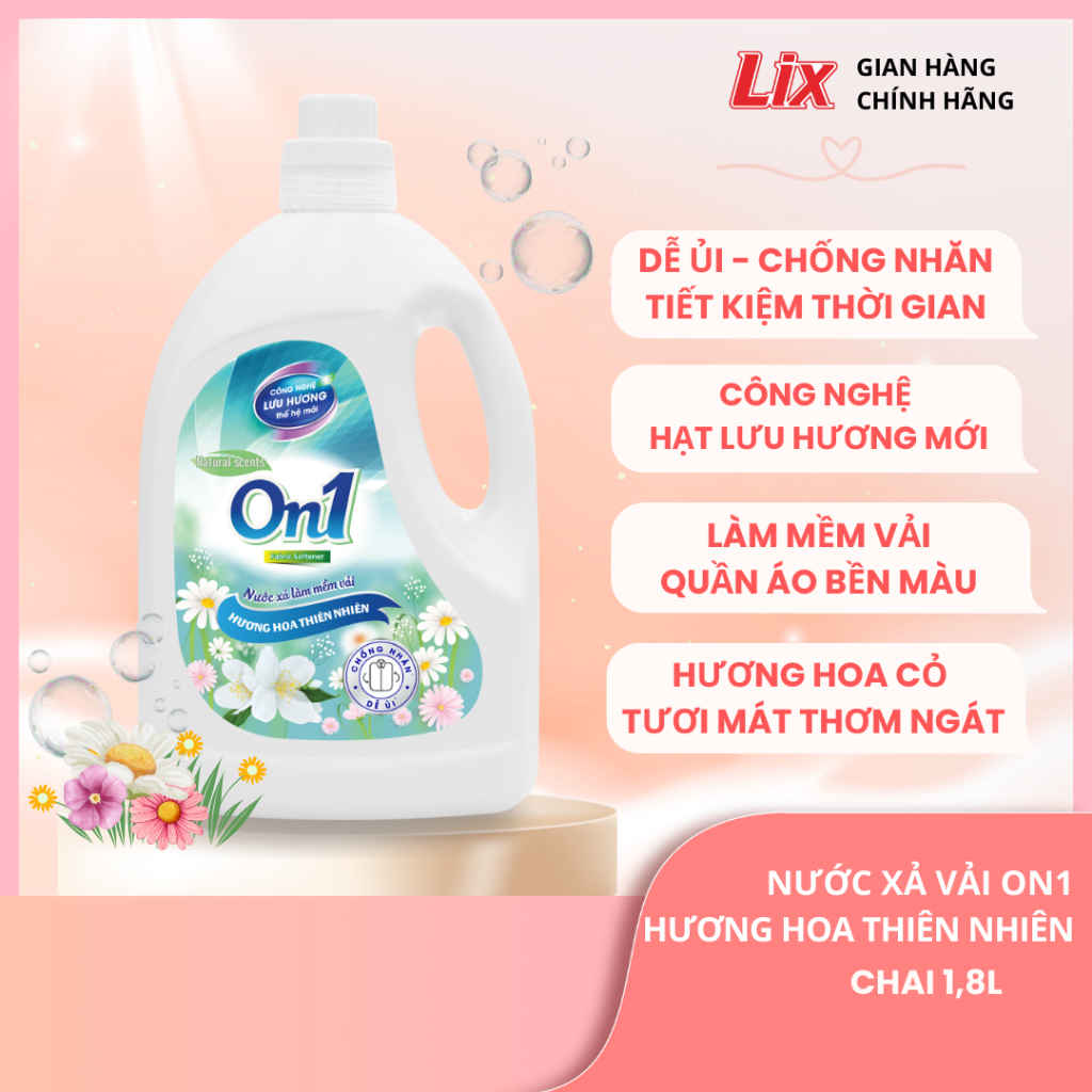 Ảnh Nước xả vải ON1 hương hoa thiên nhiên 1,8L- 2.2L-3.2L, nước xả quần áo lưu hương trên sợi vải 3