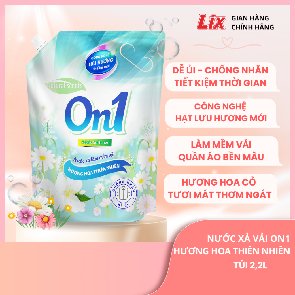 Ảnh Nước xả vải ON1 hương hoa thiên nhiên nhiều dung tích 1,8L- 2.2L-3.2L - xả quần áo lưu hương trên từng sợi vải 3