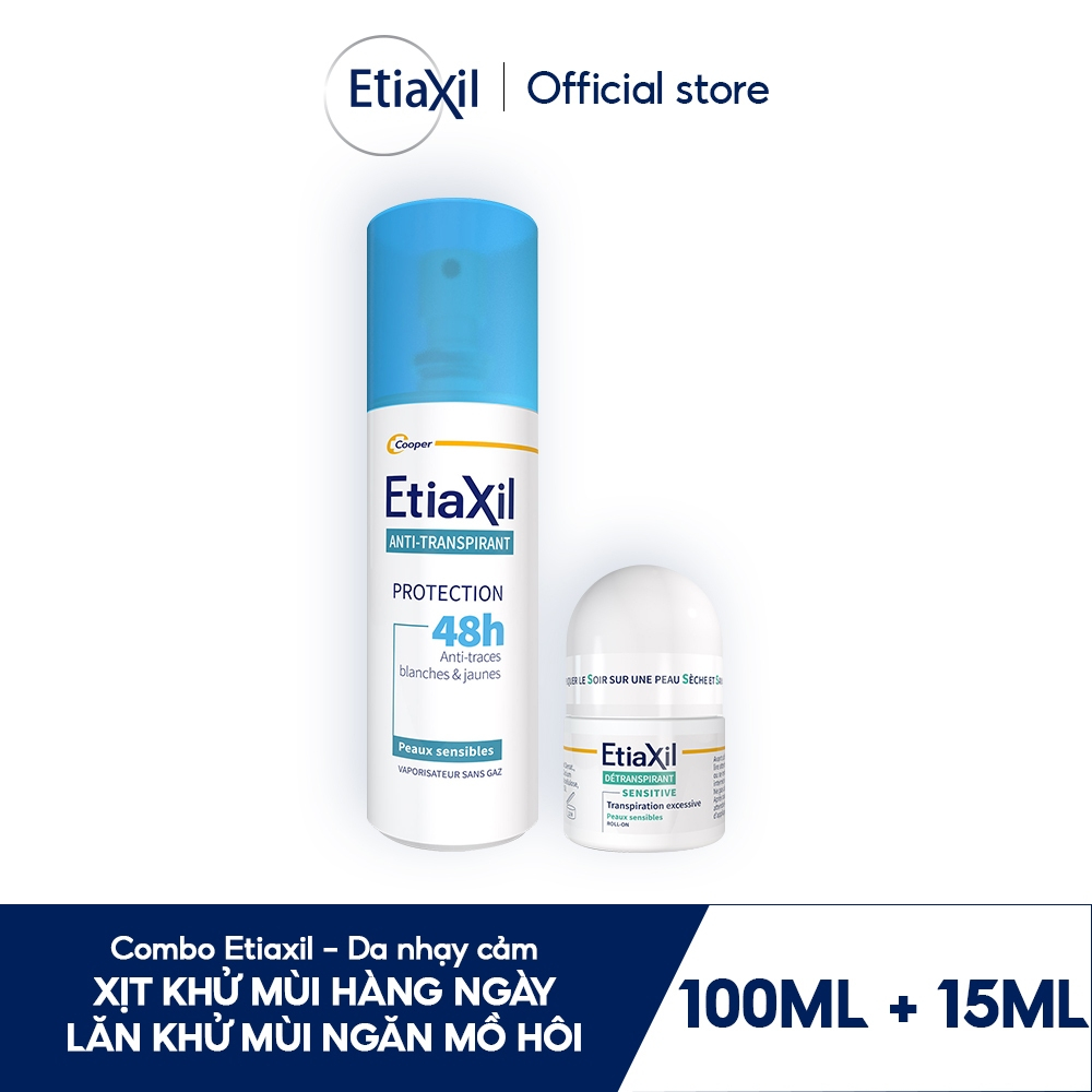 Ảnh Combo Xịt Khử Mùi Tức Thì Etiaxil 100ml và Lăn Khử Mùi Ngăn Mồ Hôi Etiaxil 15ml (nhãn xanh) 1