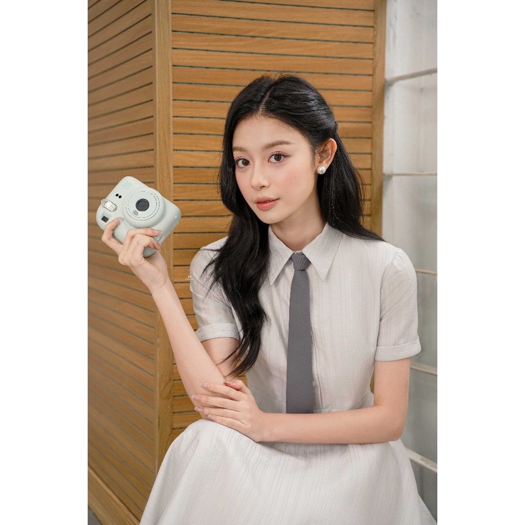 Ảnh Đầm cổ đức tay A ngắn chân đổ 1S30.2503OG, váy cổ sơ mi dáng chữ a tôn dáng thanh lịch năng động thiết kế bởi JM Dress 2