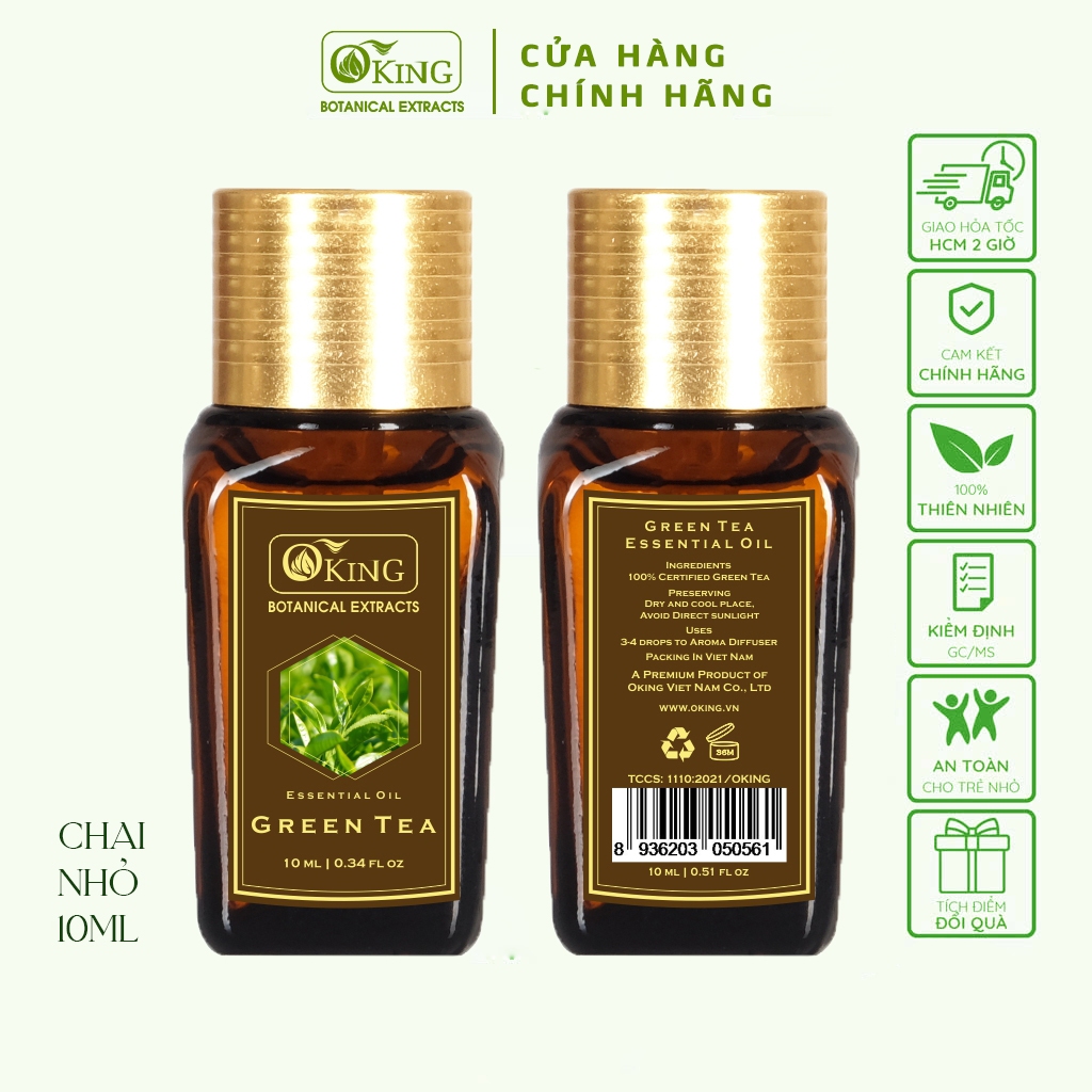 Tinh dầu Trà xanh nguyên chất 10ml giúp làm thơm phòng thư giãn dễ chịu | Oking Việt Nam
