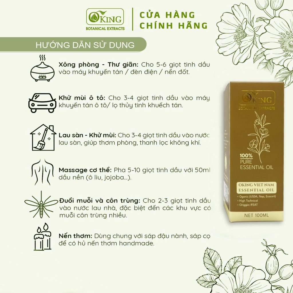 Tinh dầu Trà xanh nguyên chất 10ml giúp làm thơm phòng thư giãn dễ chịu | Oking Việt Nam