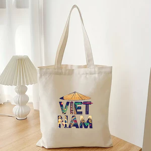 Túi vải Canvas HÀNG XINH GIÁ RẺ Túi Tote vải canvas CÓ KHÓA ,họa tiết CHỮ VIỆT NAM CÁCH ĐIỆU phù hợp đi làm, đi chơi