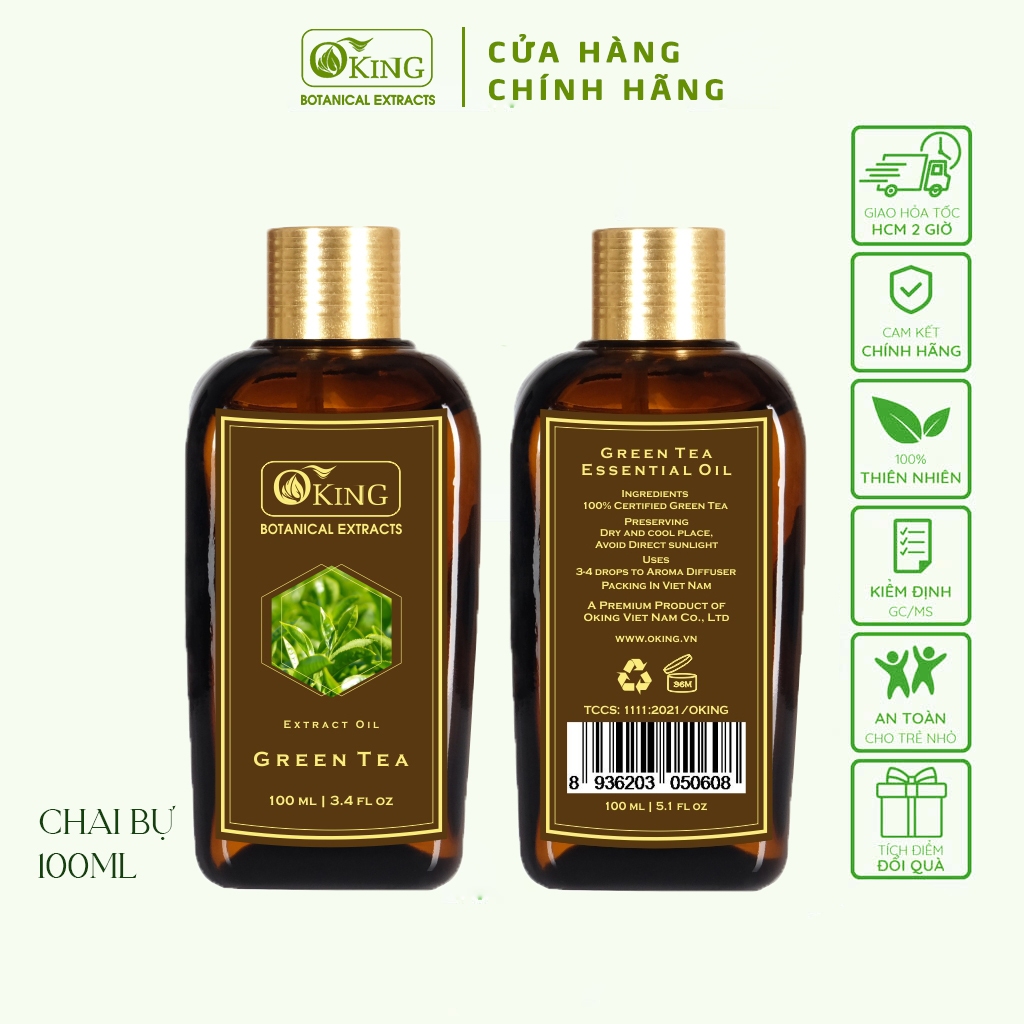 Tinh dầu Trà xanh 100ml nguyên chất hương thơm thanh mát cho gia đình | Oking Việt Nam