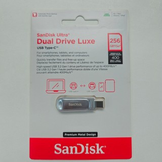 USB OTG Sandisk Dual Drive Luxe 256GB TypeC 3.2 tốc độ 400MB/s - dành cho android, aiFon 15 16, máy tính laptop (Bạc)