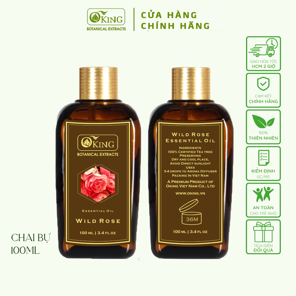 Tinh dầu Hoa Hồng nguyên chất 100ml giúp thư giãn, dễ ngủ, nâng cao tâm trí | Oking Việt Nam
