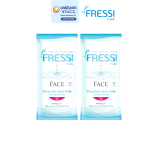 Combo 2 Khăn ướt chăm sóc da Fressi Care Face gói 20 miếng/gói