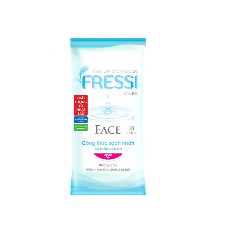 [HB GIFT] Combo 3 Khăn ướt chăm sóc da Fressi Care Face gói 20 miếng/gói