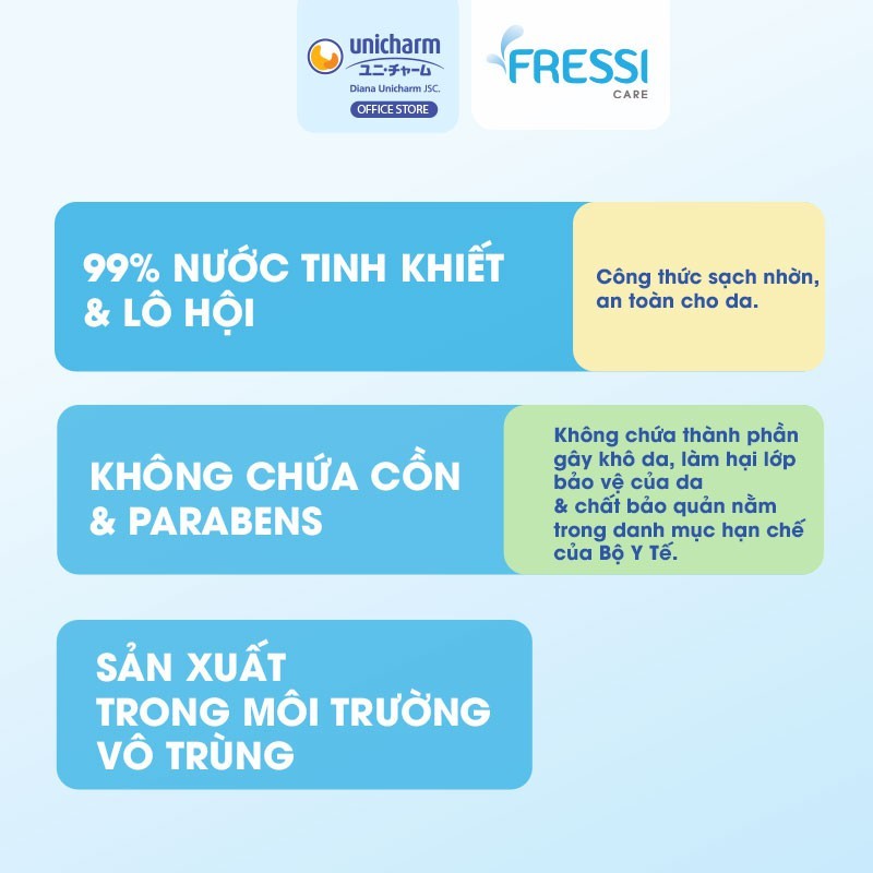 [HB GIFT] Combo 3 Khăn ướt chăm sóc da Fressi Care Face gói 20 miếng/gói