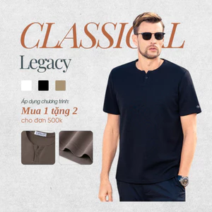 Áo thun cổ V Legacy Camio nam phong cách Hàn Quốc, vải cotton, form đẹp CMO01