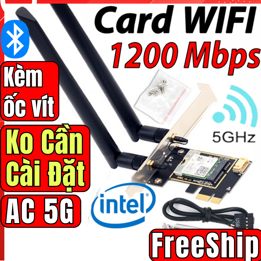Hỏa Tốc Card WiFi intel AC 5G có Bluetooth tốc độ cao Card wifi 2 băng ...