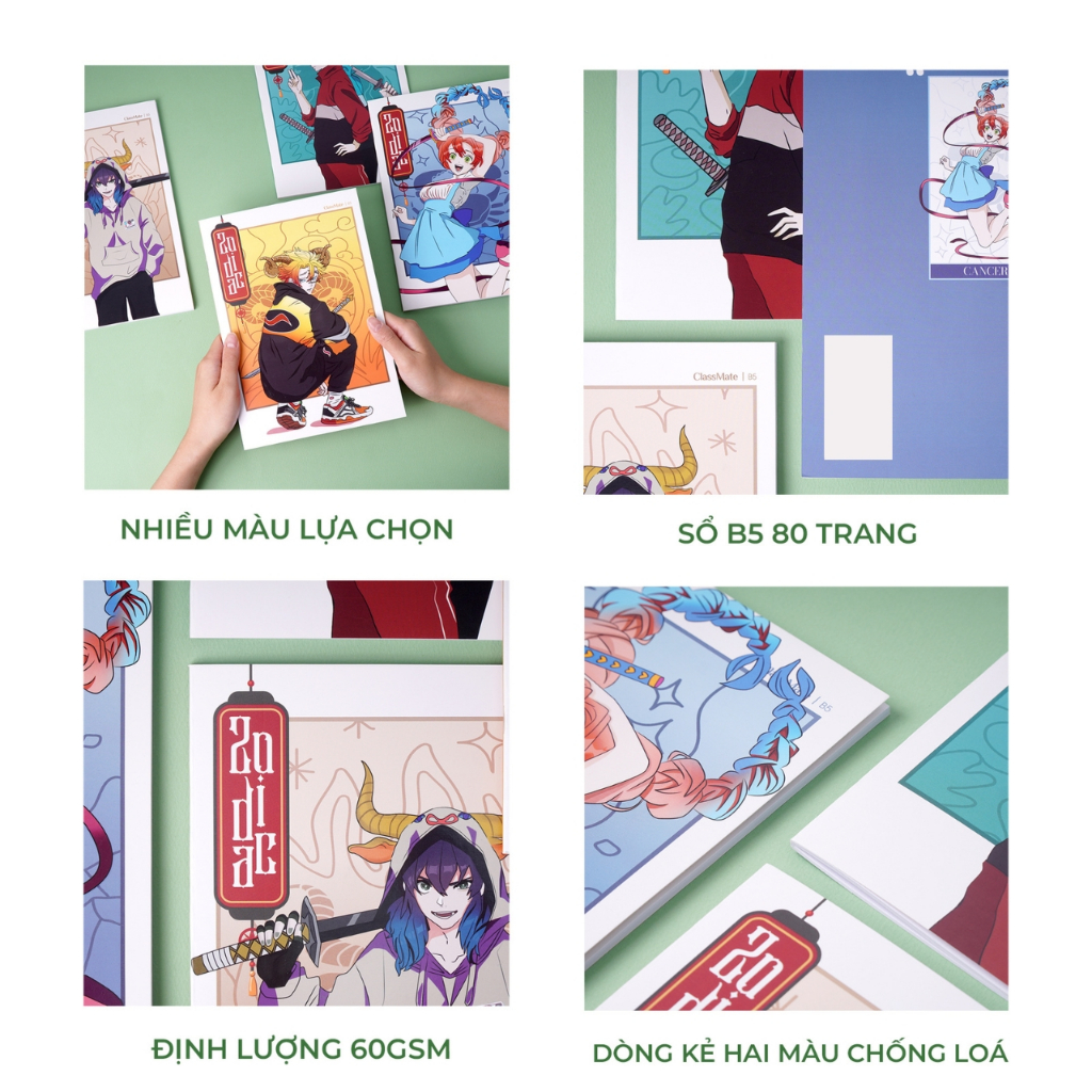 Vở Kẻ Ngang B5 Classmate Vở 80 Trang Bìa Cung Hoàng Đạo Chống Nước Tập Sinh Viên 60gsm Vở Cấp 2 Cấp 3 NB5-08-0501