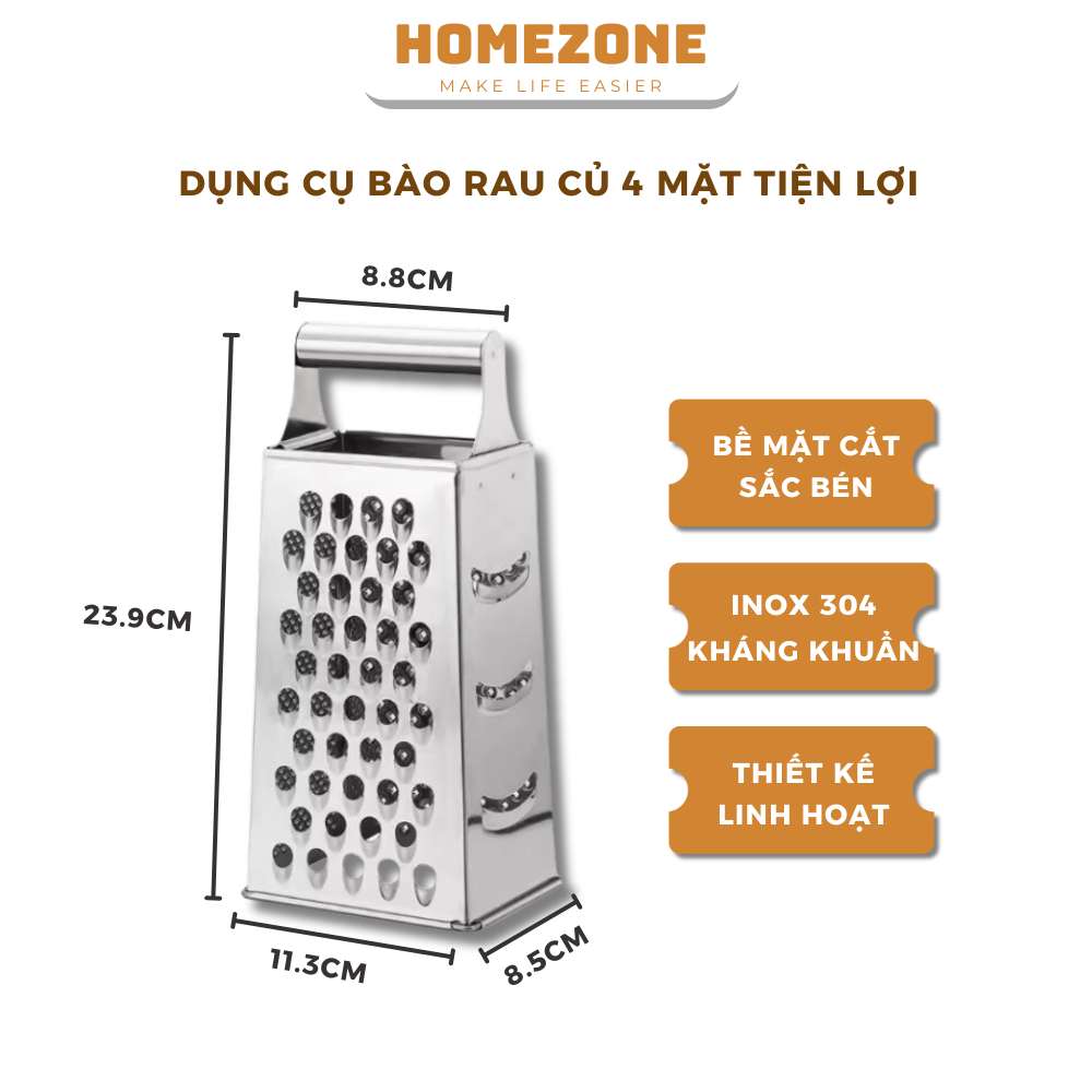 Dao Bào Đa Năng 4 Mặt Inox 304 HOMEZONE Bào Rau Củ Phô Mai Đồ Gia Dụng ...