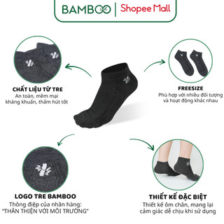 Tất Đen Nam Nữ Sợi Tre BAMBOO Cổ Thấp Mềm Mại Kháng Khuẩn Thấm Hút Tốt Co Giãn 4 Chiều Thoáng Mát