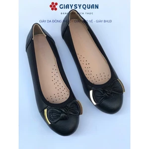 Giày búp bê đế bằng da thật mềm đế cao 2cm, Giày Đồng Phục Nhà Hàng Khách Sạn
