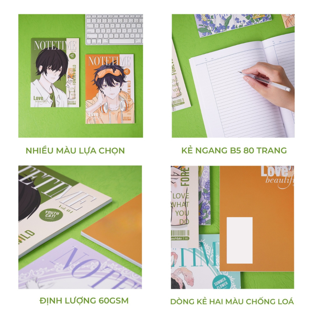 Vở Kẻ Ngang Classmate Vở B5 80/120 Trang Thiết kế Tạp Chí Note Time, Bìa Cán Cân Chống Nước, Tập Học Sinh 60gsm Ghi Bài
