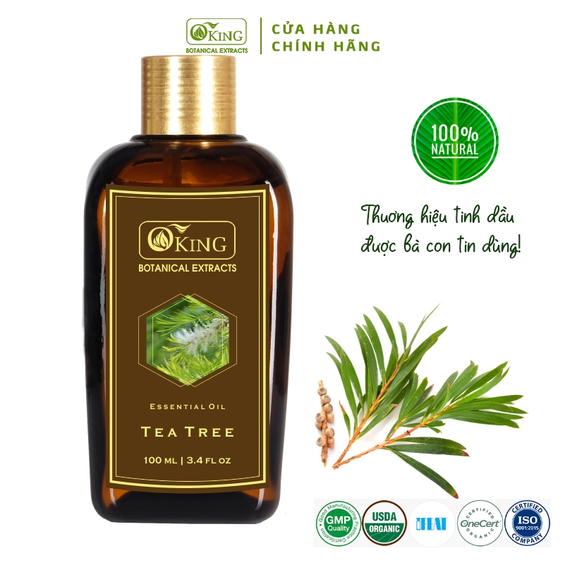 Tinh dầu Tràm trà nguyên chất (100ml) chai lớn dùng xông phòng, trị mụn cho da | Oking Việt Nam
