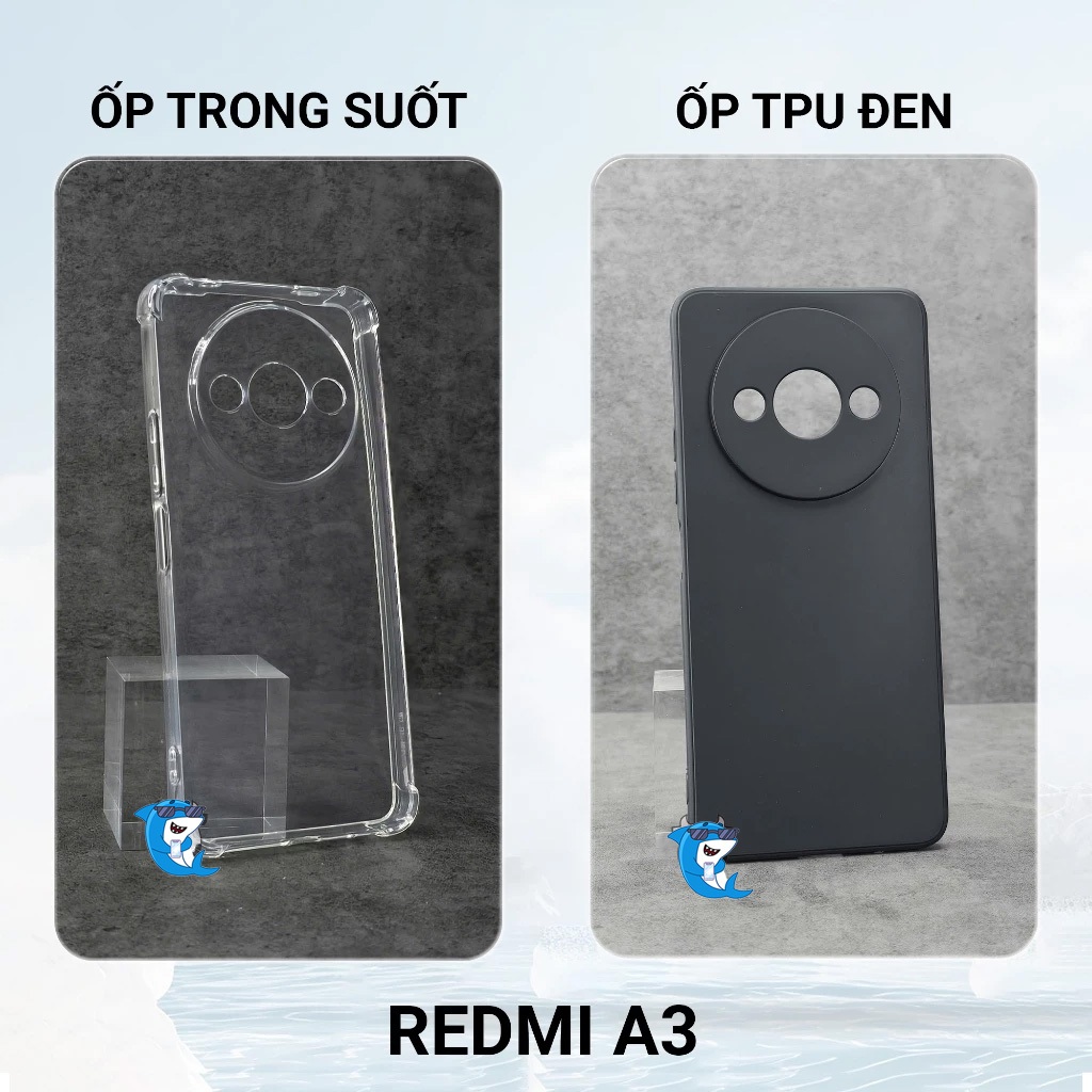 Ốp lưng Redmi A3 nhựa silicon trong suốt dẻo cao cấp chống sốc bảo vệ cam điện thoại viền vuông